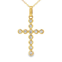 .20ct Diamond Cross Religious Pendant 14KT Yellow Gold