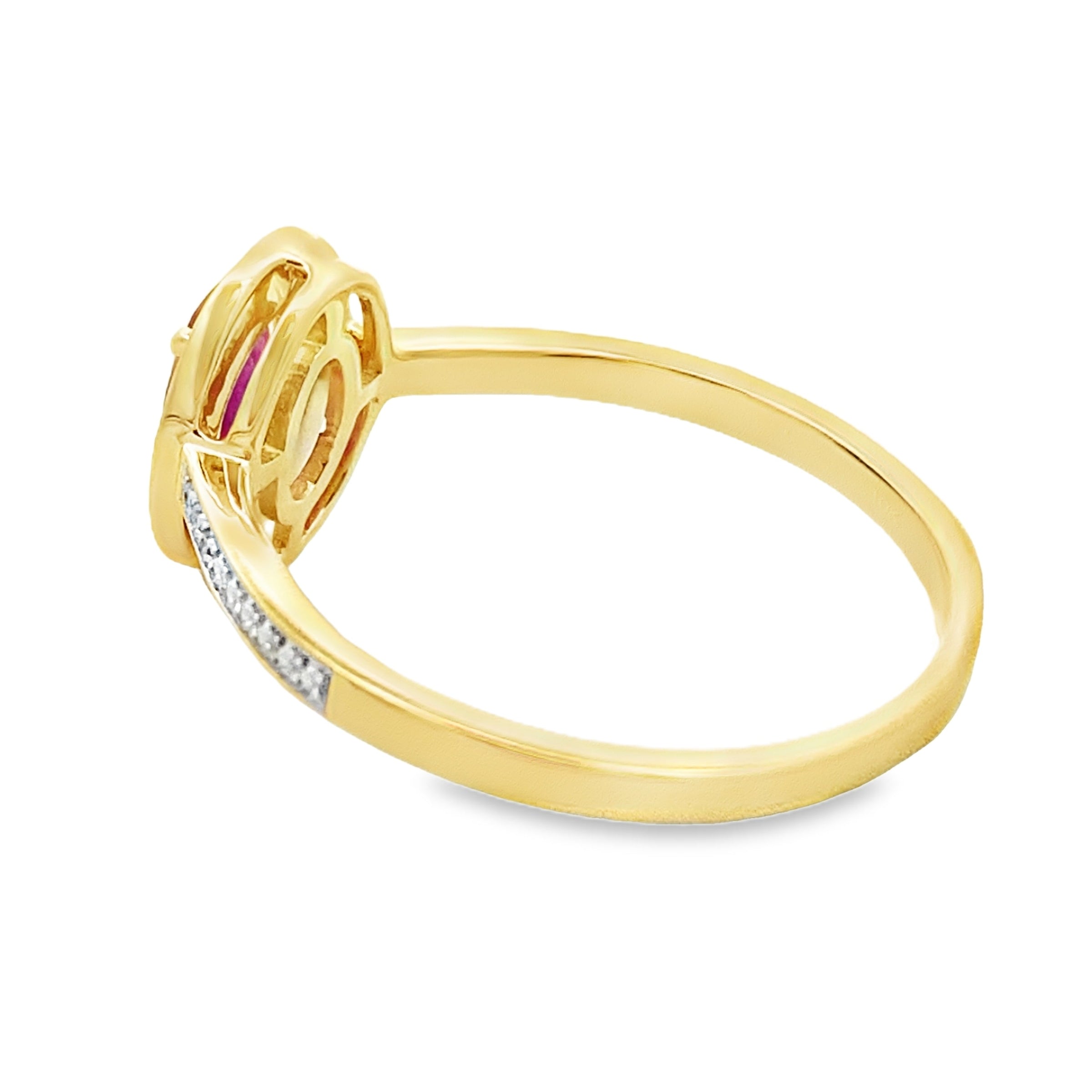 Natural .67ct Ruby Diamond Ring 10KT Yellow Gold
