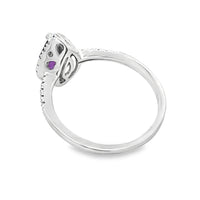 Genuine .98ct Amethyst Diamond Ring 14KT White Gold