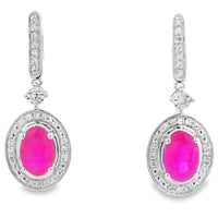 1.40ct Ruby Diamond Dangle Earrings 10KT White Gold