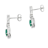 Chalcedony Diamond Dangle Earrings 10KT White Gold