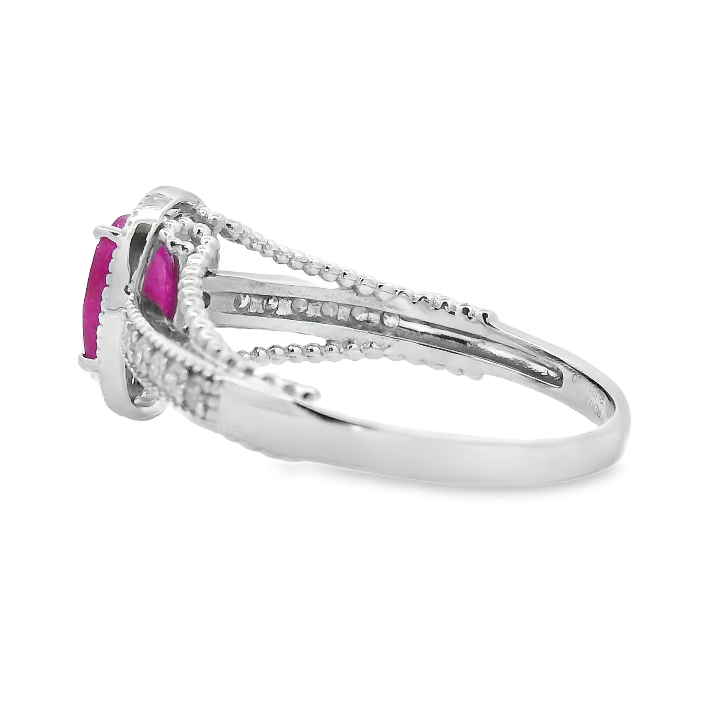 Genuine 1.35ct Ruby Diamond Ring 14KT White Gold