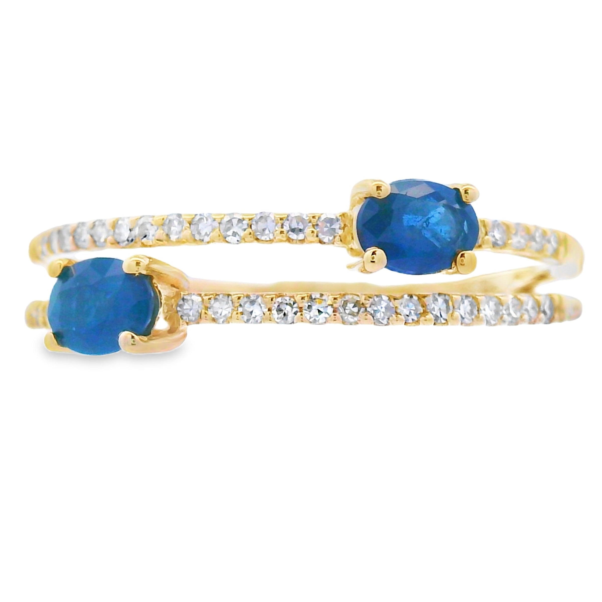 Genuine .61ct Sapphire Diamond Ring 14KT Yellow Gold