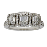 Natural 1.00ct Diamond 3 Stone Ring 14KT White Gold