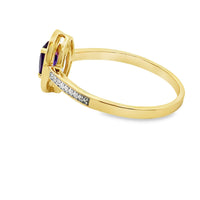 Natural .48ct Amethyst Diamond Ring 10KT Yellow Gold