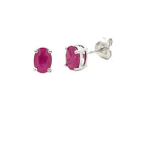 Natural 1.14ct Ruby Stud Earrings 10KT White Gold