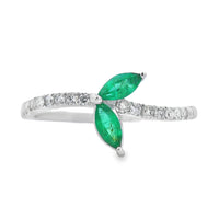 Genuine .29ct Emerald Diamond Ring 14KT White Gold