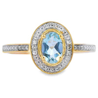 Genuine .40ct Aquamarine Diamond Ring 10KT Yellow Gold