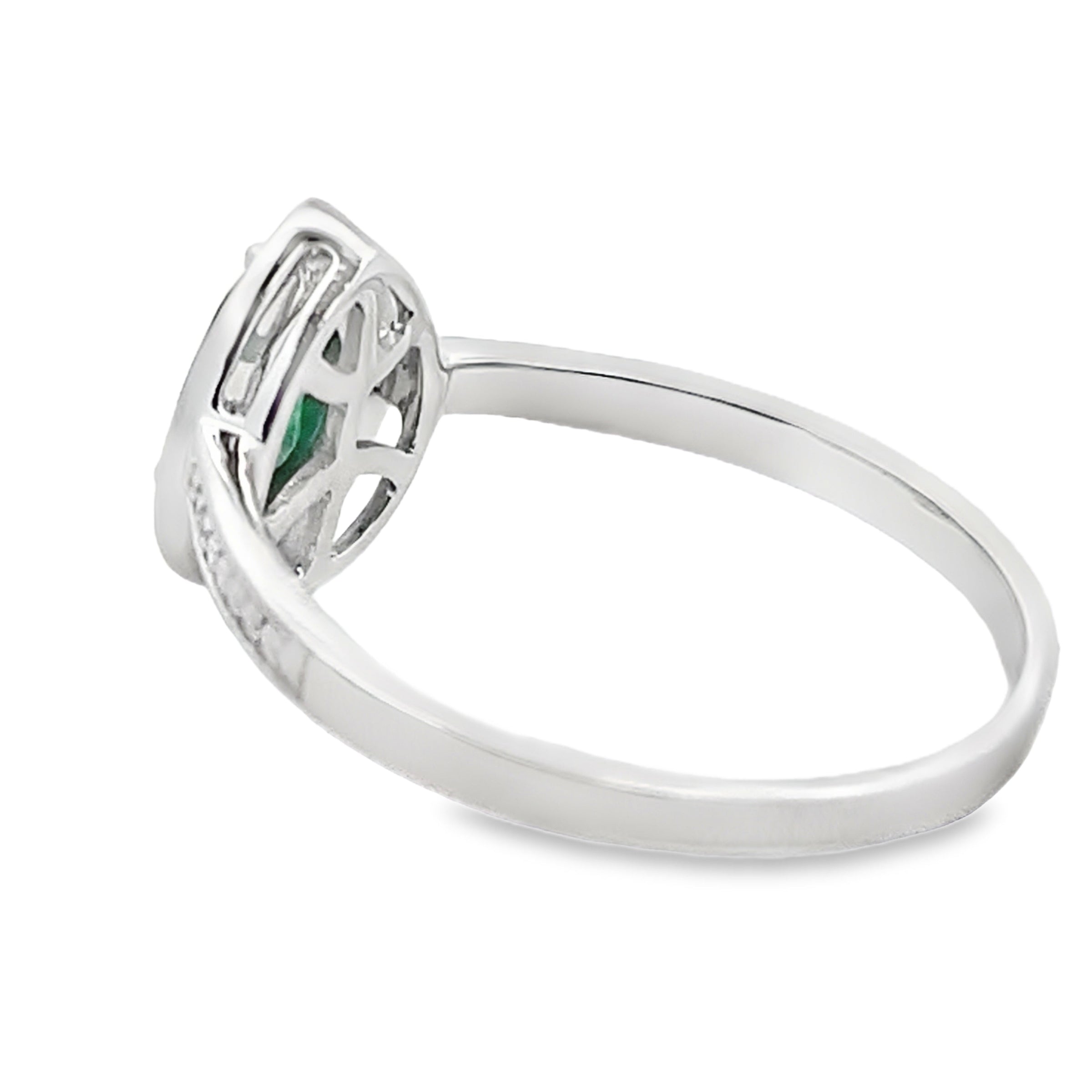 Genuine .42ct Emerald Diamond Ring 10KT White Gold