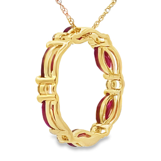 Ruby Diamond Circle of Love Pendant 10KT Yellow Gold