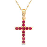 .29ct Ruby Cross Religious Pendant 14KT Yellow Gold