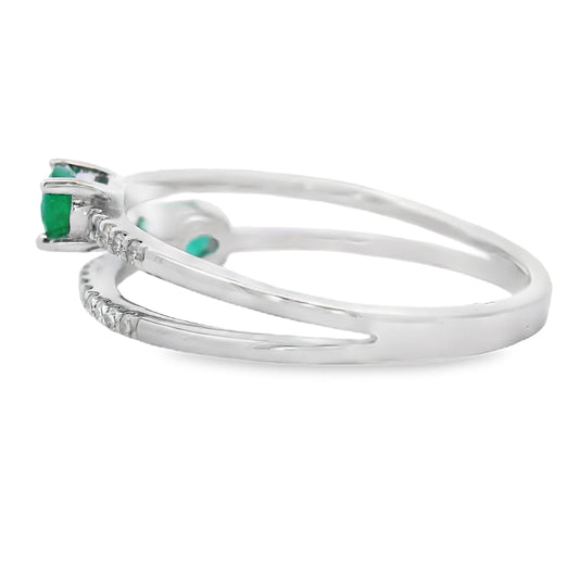 Natural .47ct Emerald Diamond Ring 14KT White Gold