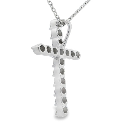 Genuine .50ct Cross Religious Pendant Sterling Silver
