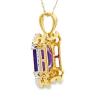 Amethyst Diamond Fashion Pendants 10KT Yellow Gold