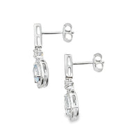 Aquamarine Diamond Dangle Earrings 10KT White Gold