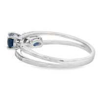 Natural .75ct Sapphire Diamond Ring 14KT White Gold