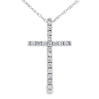 .13ct Diamond Cross Religious Pendant 14KT White Gold
