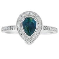 Genuine .54ct Sapphire Diamond Ring 10KT White Gold