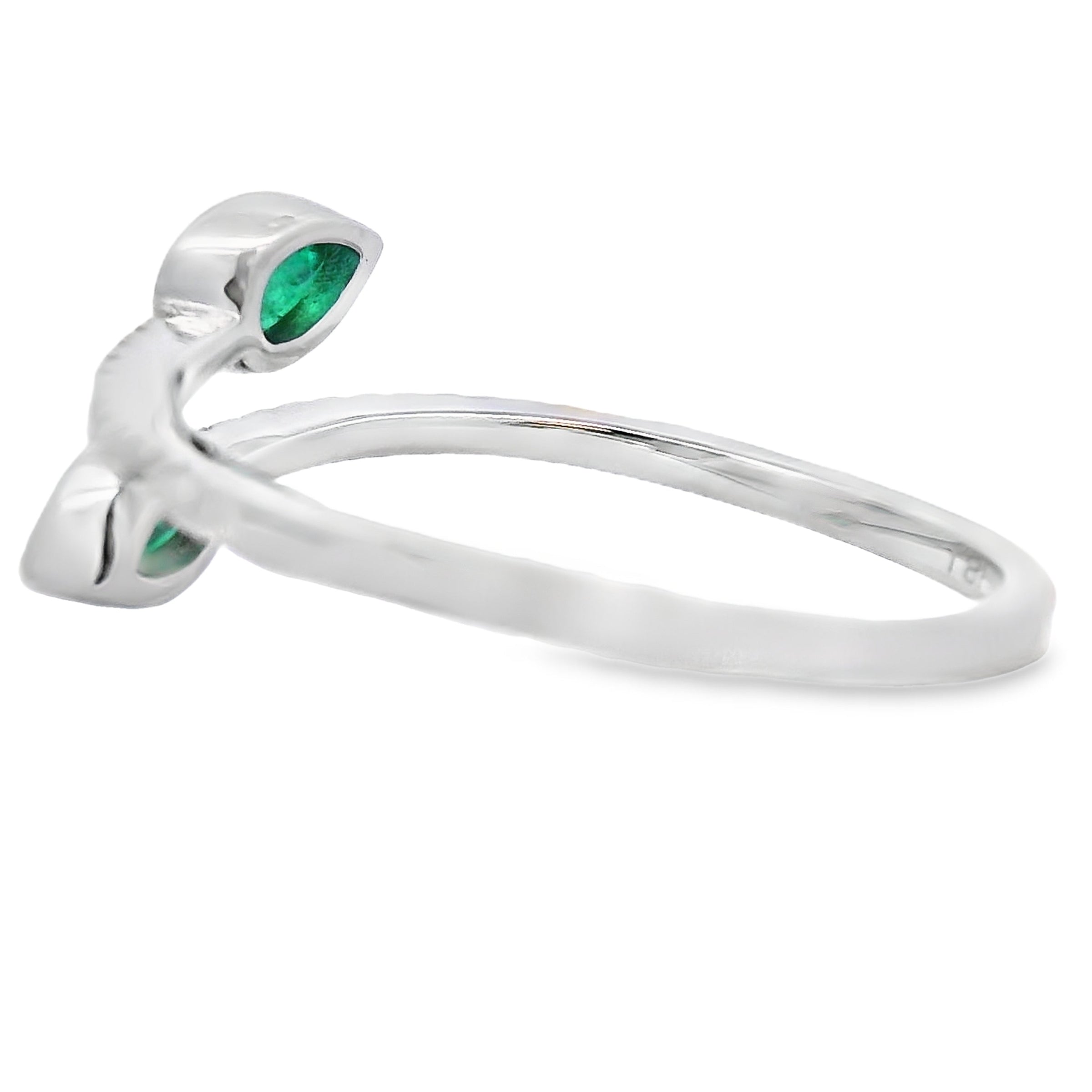 Natural .48ct Emerald Diamond Ring 14KT White Gold