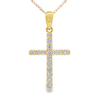 .30ct Diamond Cross Religious Pendant 14KT Yellow Gold