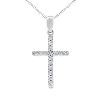 .13ct Diamond Cross Religious Pendant 14KT White Gold