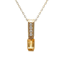 .06ct Citrine Diamond Fashion Pendants 10KT Yellow Gold