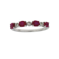 1.08ct Ruby Diamond Fashion band rings 14KT White Gold