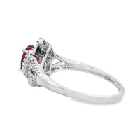 Natural 1.26ct Ruby Diamond Ring 14KT White Gold