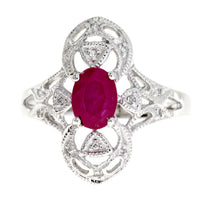 Natural 1.05ct Ruby Diamond Ring 10KT White Gold