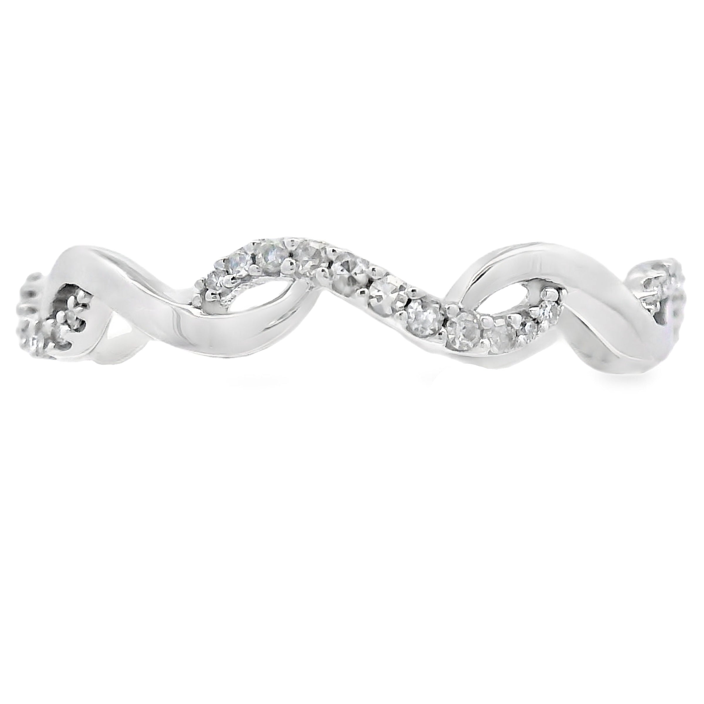 Genuine .17ct Diamond Wedding Band Ring 14KT White Gold
