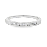 Genuine .11ct Diamond Wedding Band Ring 14KT White Gold