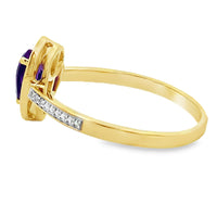Genuine .42ct Amethyst Diamond Ring 10KT Yellow Gold