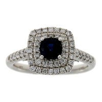 Natural 1.22ct Sapphire Diamond Ring 14KT White Gold