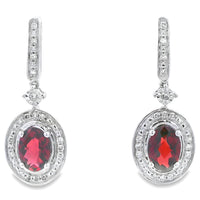 1.20ct Garnet Diamond Dangle Earrings 10KT White Gold
