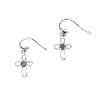 Natural .27ct Sapphire Cross Earrings 10KT White Gold