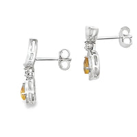 .48ct Citrine Diamond Dangle Earrings 10KT White Gold