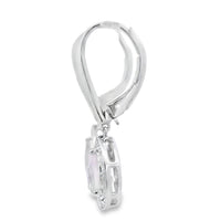 Rose Quartz Diamond Dangle Earrings 10KT White Gold