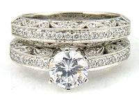 .54ct Antique Style Engagement Ring Set 18KT White Gold