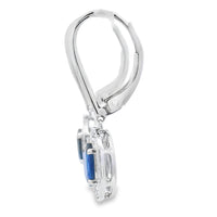 1.28ct Sapphire Diamond Dangle Earrings 10KT White Gold