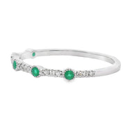 Emerald Diamond stackable band set 14KT White Gold