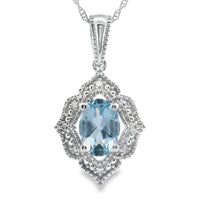 Aquamarine Diamond Fashion Pendants 10KT White Gold