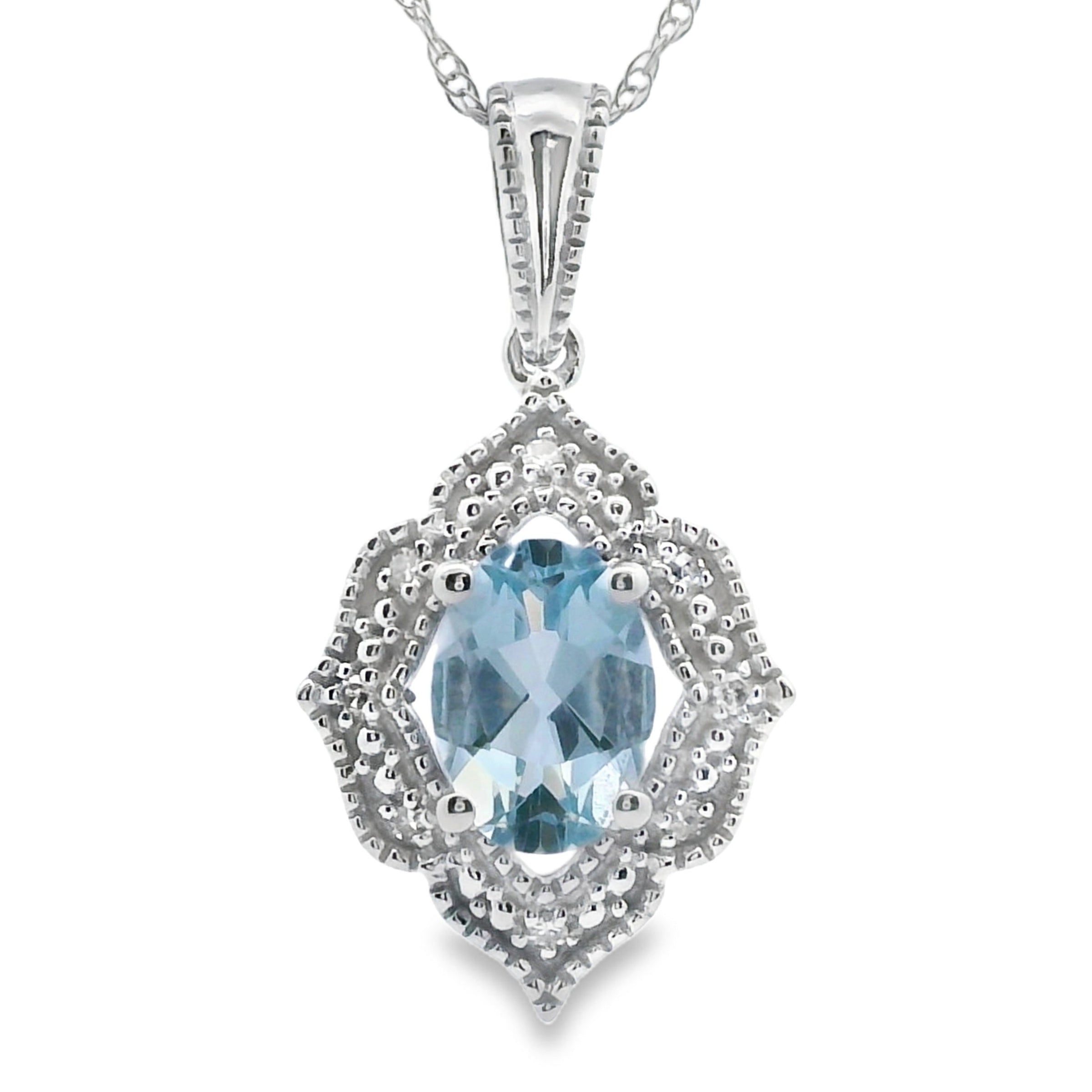 Aquamarine Diamond Fashion Pendants 10KT White Gold