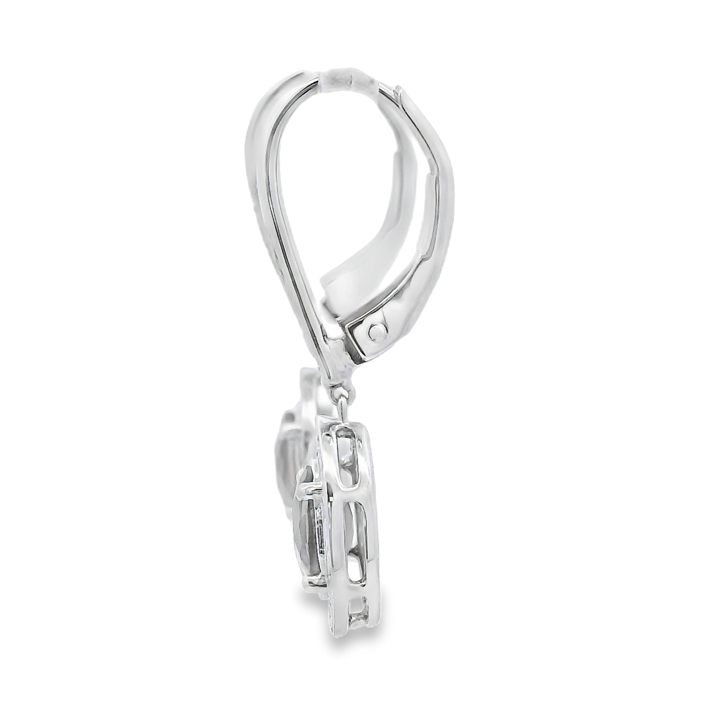 .81ct Quartz Diamond Dangle Earrings 10KT White Gold