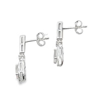 Rose Quartz Diamond Dangle Earrings 10KT White Gold