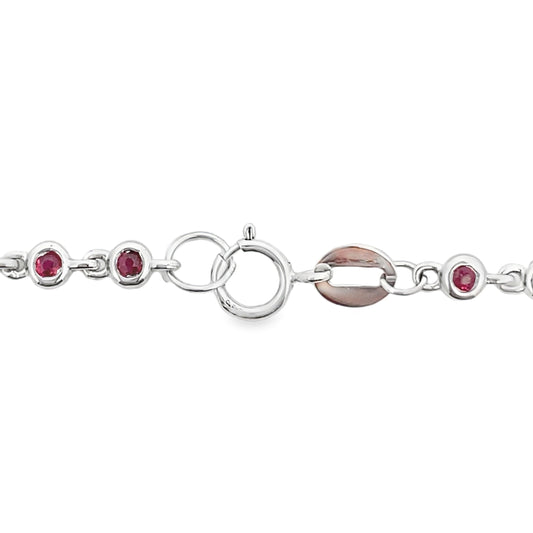 Genuine .89ct Ruby Diamond Bracelet 14KT White Gold