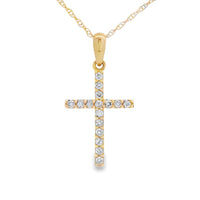 .13ct Diamond Cross Religious Pendant 14KT Yellow Gold
