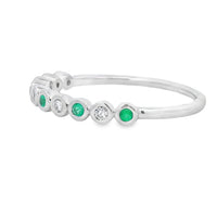 Emerald Diamond stackable band set 14KT White Gold