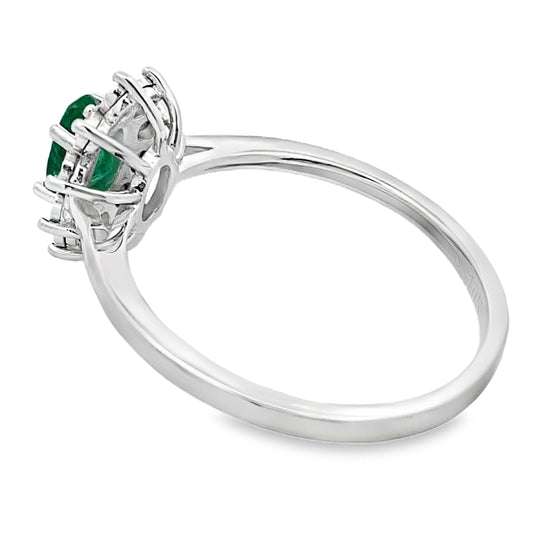 Genuine .43ct Emerald Diamond Ring 10KT White Gold