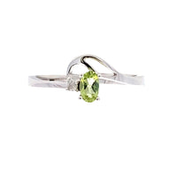 Natural .02ct Peridot Diamond Ring 10KT White Gold