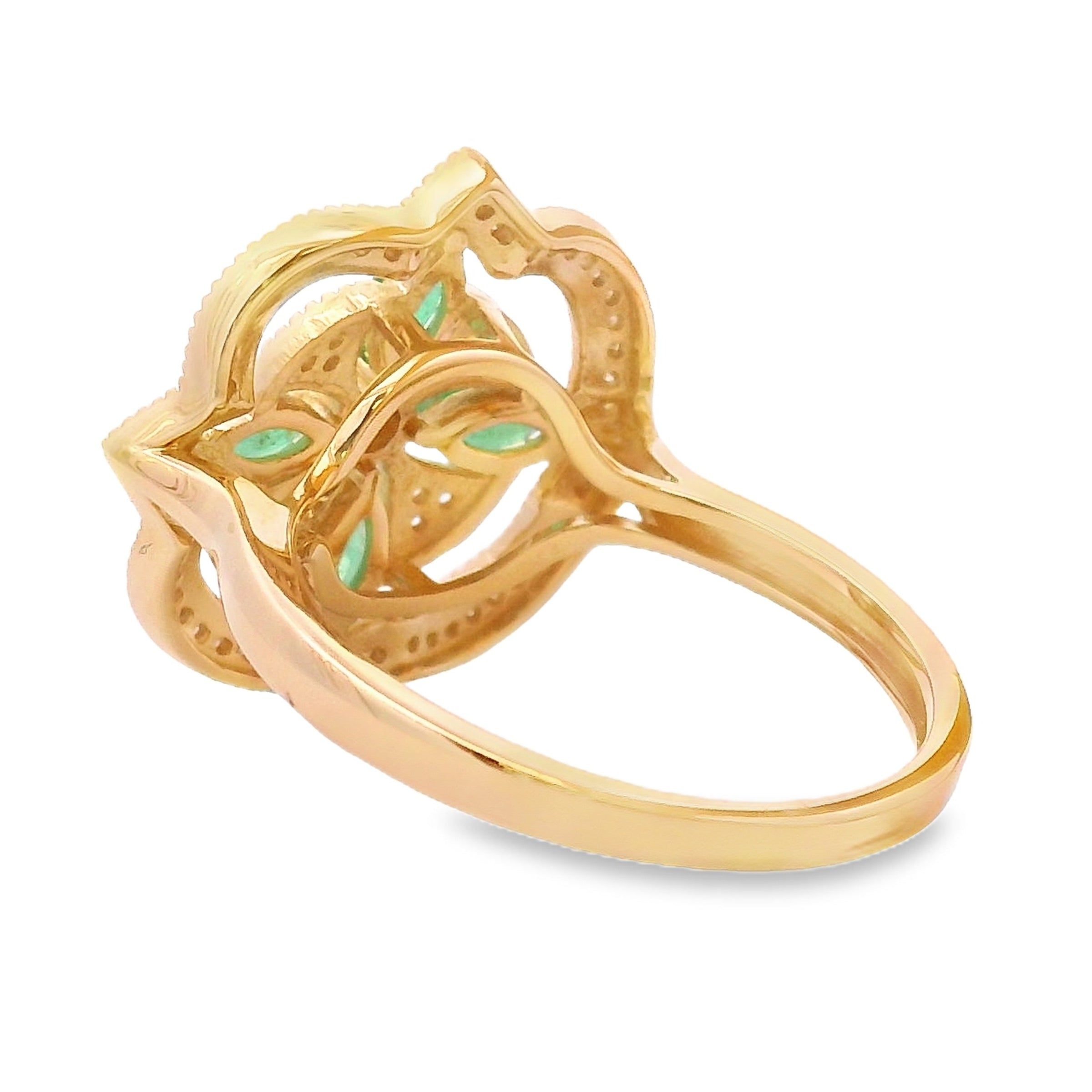 Natural .69ct Emerald Diamond Ring 14KT Yellow Gold